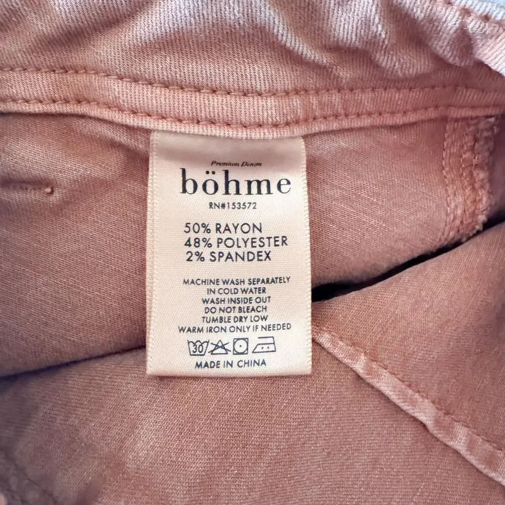 Bohme Brown Orange Denim Mini Skirt Size 25 Boho Country Concert Fair